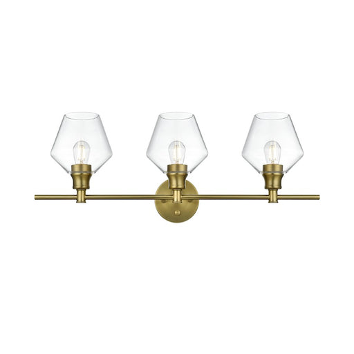 Living District Gene 3 Light Wall Sconce, Satin Gold/Clear Glass - LD2316SG