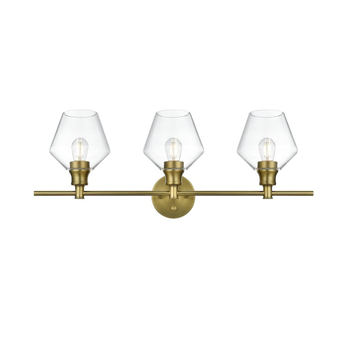 Living District Gene 3 Light Wall Sconce, Satin Gold/Clear Glass - LD2316SG