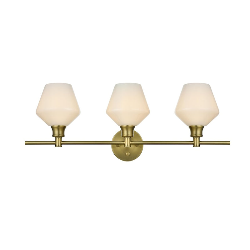 Living District Gene 3Lt Wall Sconce, Gold/Frosted White Glass
