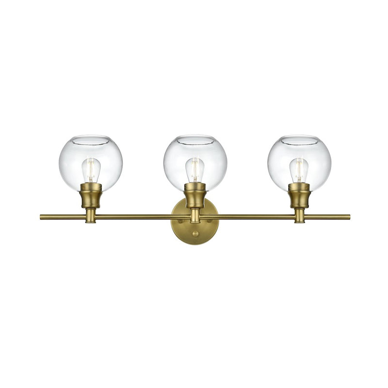 Living District Collier 3 Light Wall Sconce, Satin Gold/Clear Glass
