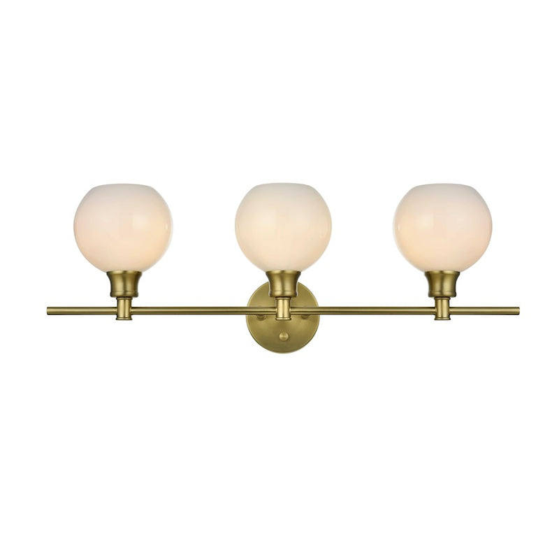 Living District Collier 3Lt Wall Sconce, Gold/Frosted White Glass