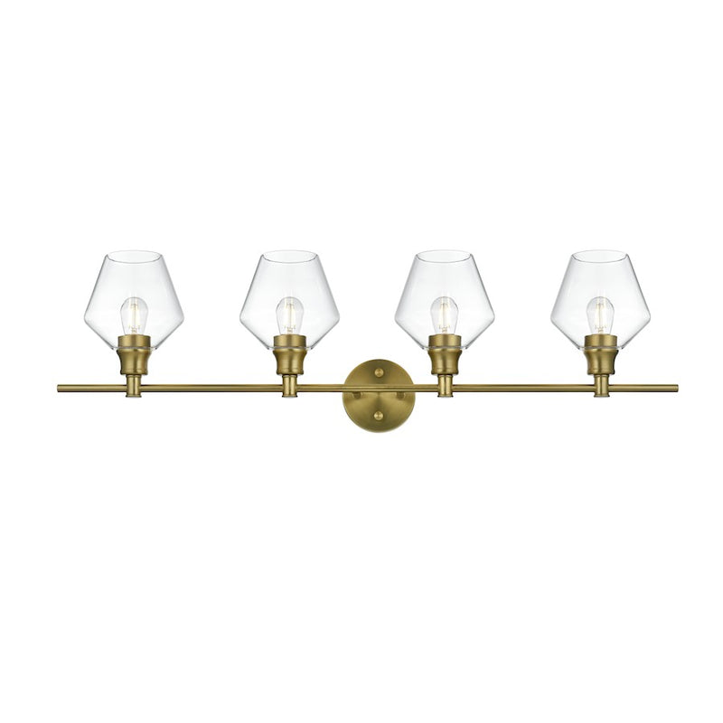 Living District Gene 4 Light Satin Gold/Clear Glass Wall Sconce/Clear