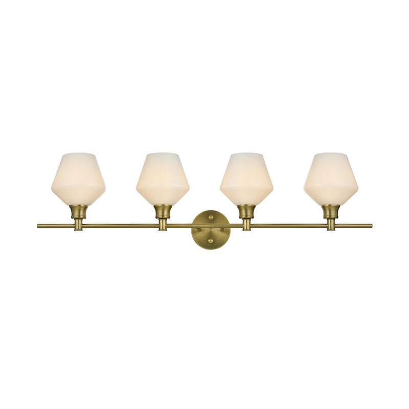 Living District Gene 4Lt Gold/Frosted White Glass Wall Sconce/White