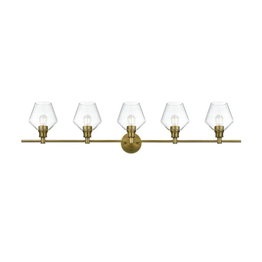Living District Gene 5 Light Wall Sconce, Satin Gold/Clear Glass - LD2324SG