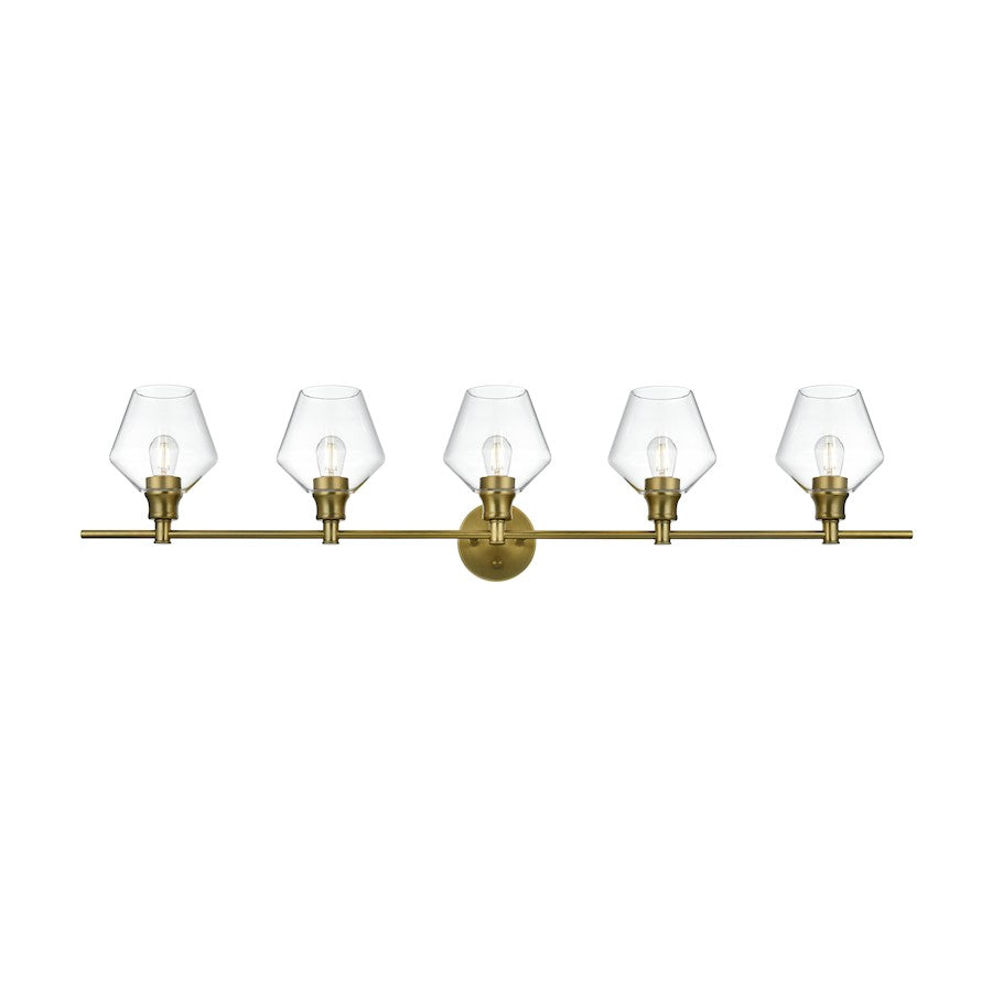 Living District Gene 5 Light Wall Sconce, Satin Gold/Clear Glass - LD2324SG
