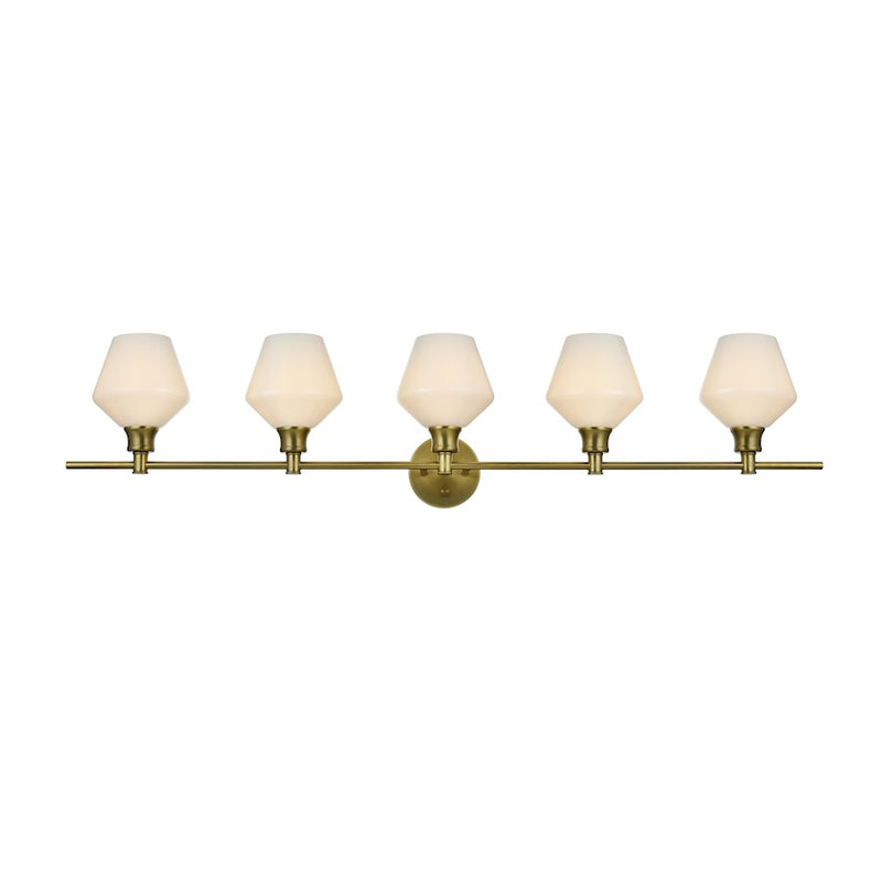 Living District Gene 5Lt Wall Sconce, Gold/Frosted White Glass