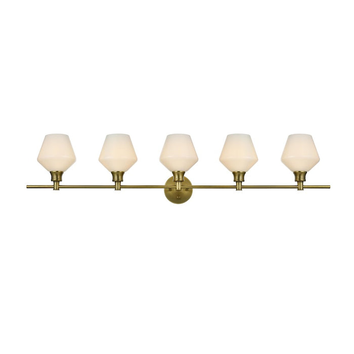 Living District Gene 5Lt Wall Sconce, Gold/Frosted White Glass