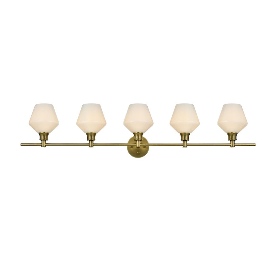 Living District Gene 5Lt Wall Sconce, Gold/Frosted White Glass