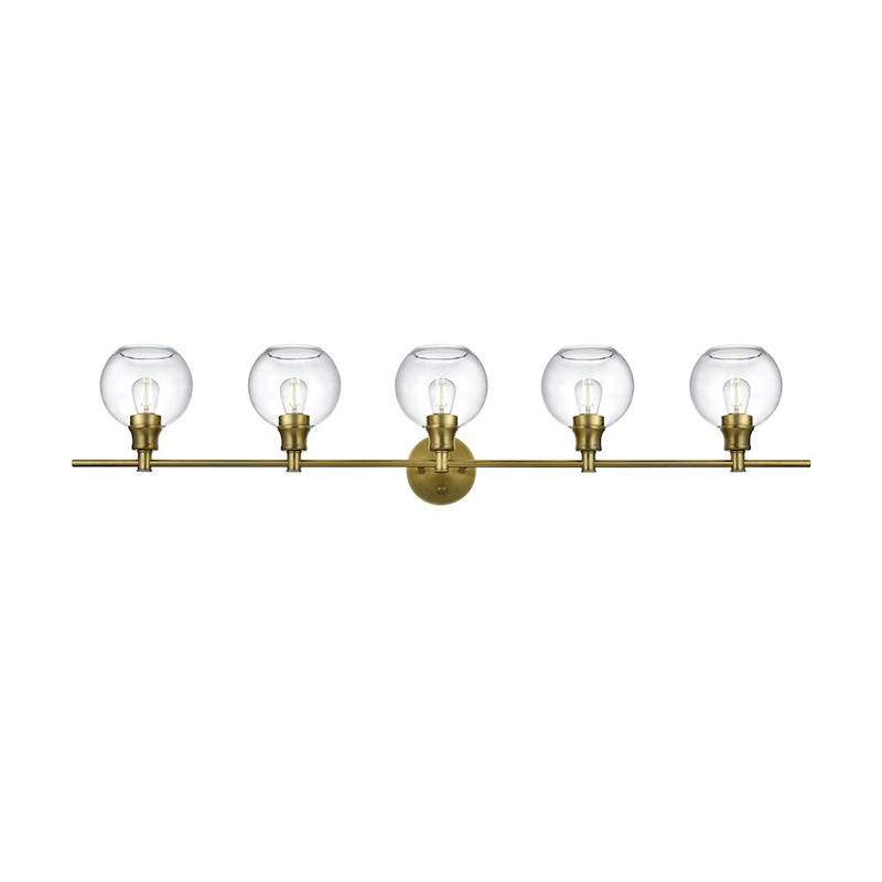Living District Collier 5 Light Wall Sconce, Satin Gold/Clear Glass