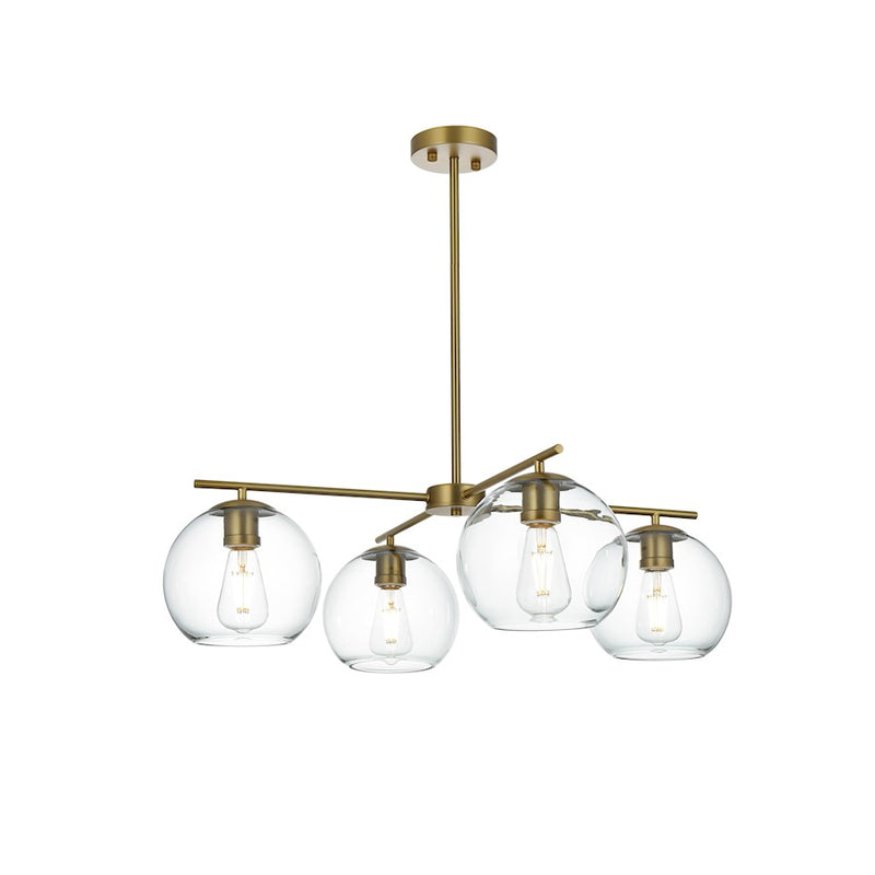 Living District Opus 4Lt 30.5" Pendant Clear Shade, Gold/Clear