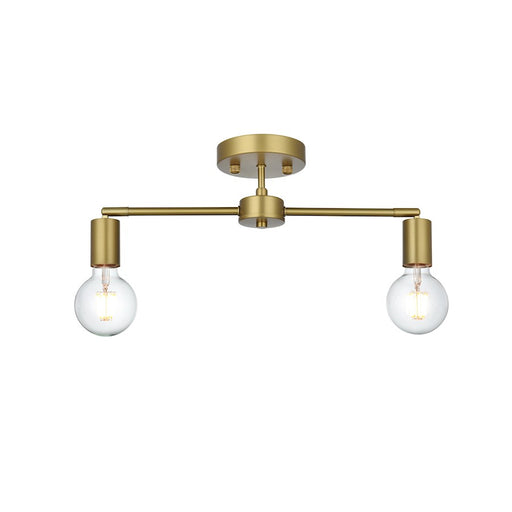 Living District Zane 2 Light 21.5" Flush Mount, Satin Gold - LD2348SG
