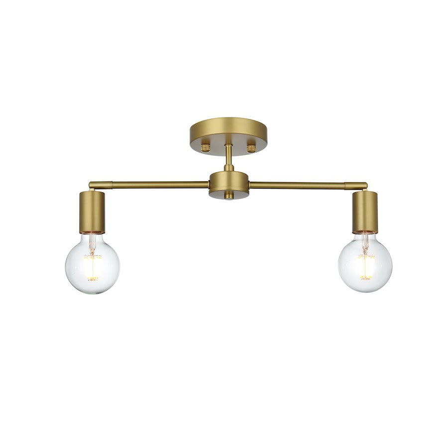 Living District Zane 2 Light 21.5" Flush Mount, Satin Gold - LD2348SG