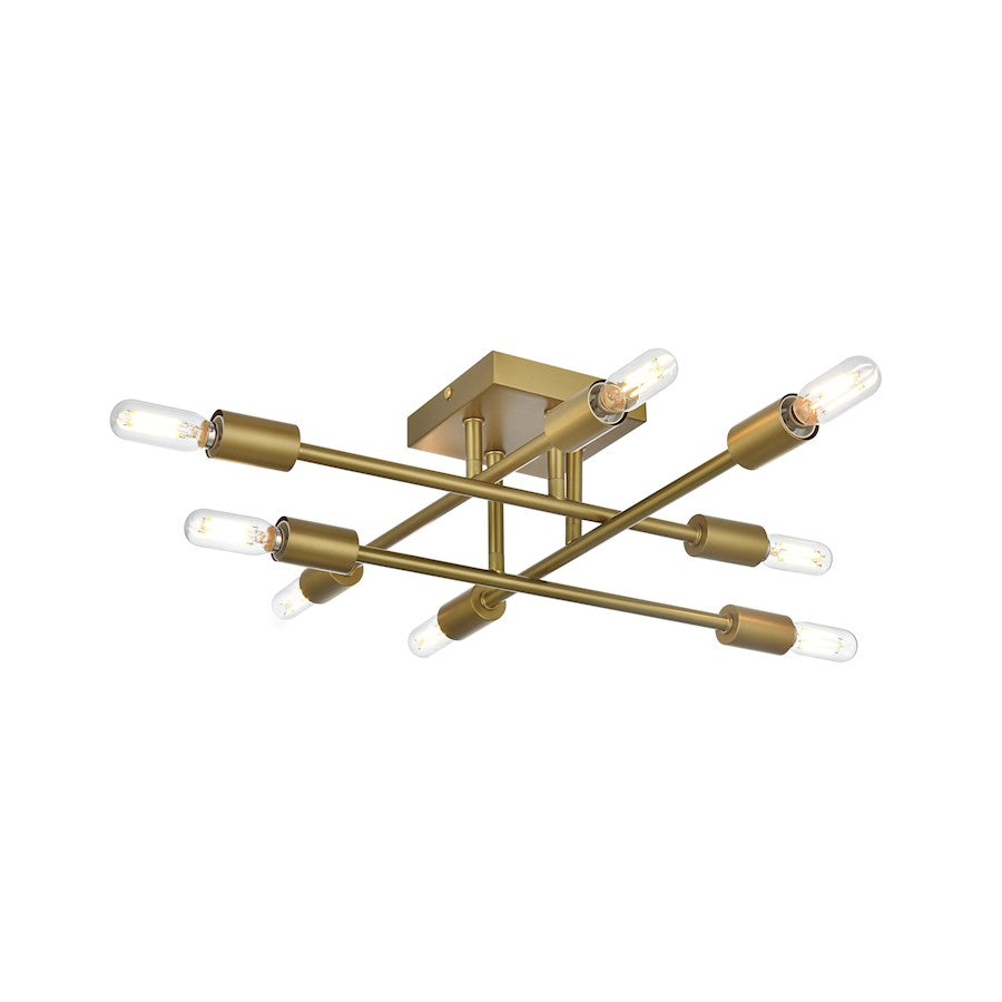 Living District Script 8 Light 19" Flush Mount, Satin Gold - LD2351SG