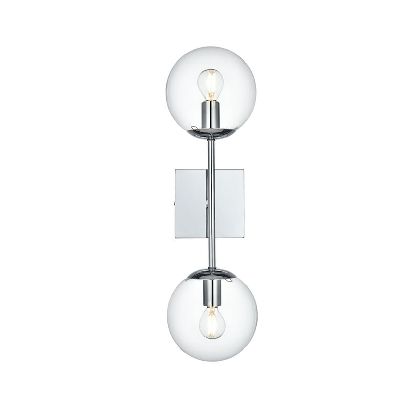 Living District Neri 2 Light 6" Wall Sconce, Chrome/Clear