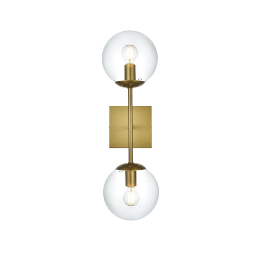Living District Neri 2 Light 6" Wall Sconce, Satin Gold/Clear - LD2357SG