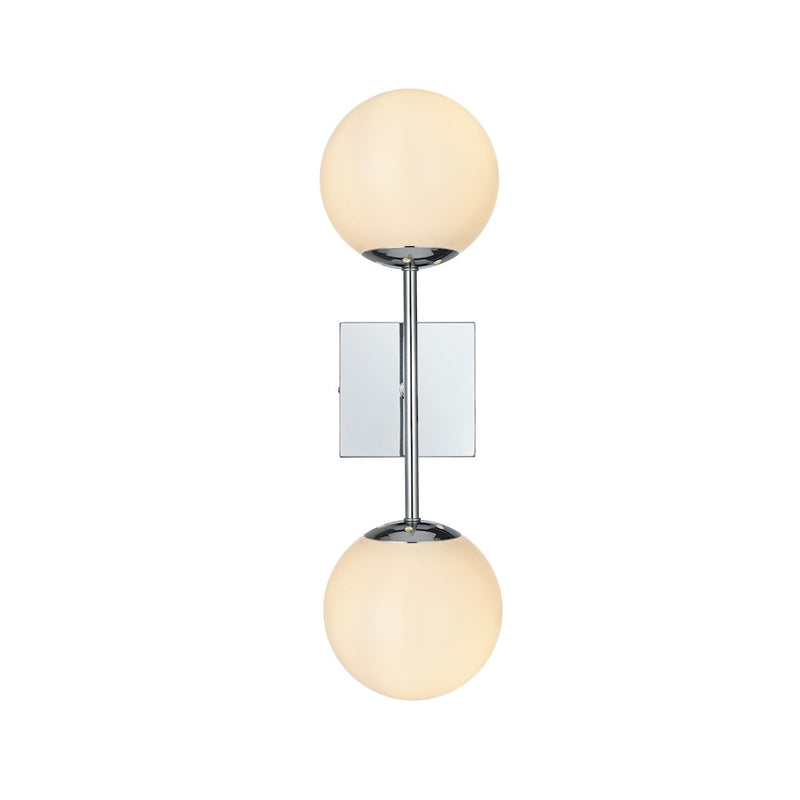 Living District Neri 2 Light 6" Wall Sconce, Chrome/White