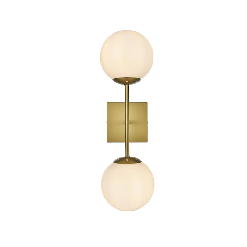 Living District Neri 2 Light 6" Wall Sconce, Satin Gold/White