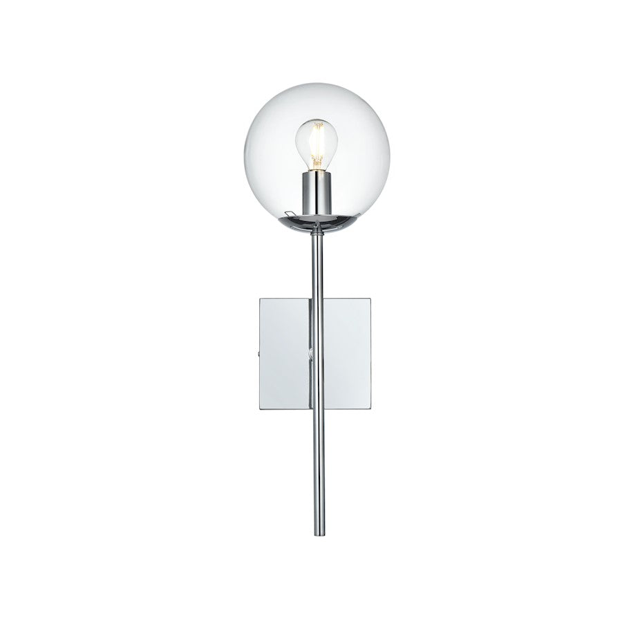 Living District Neri 1 Light 6" Wall Sconce, Chrome/Clear