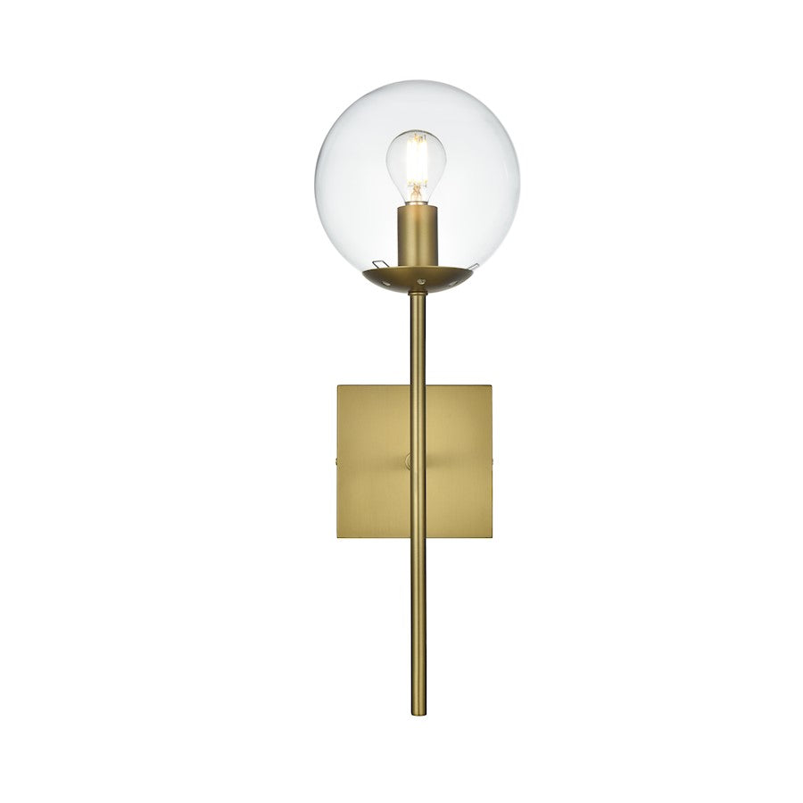 Living District Neri 1 Light 6" Wall Sconce, Satin Gold/Clear