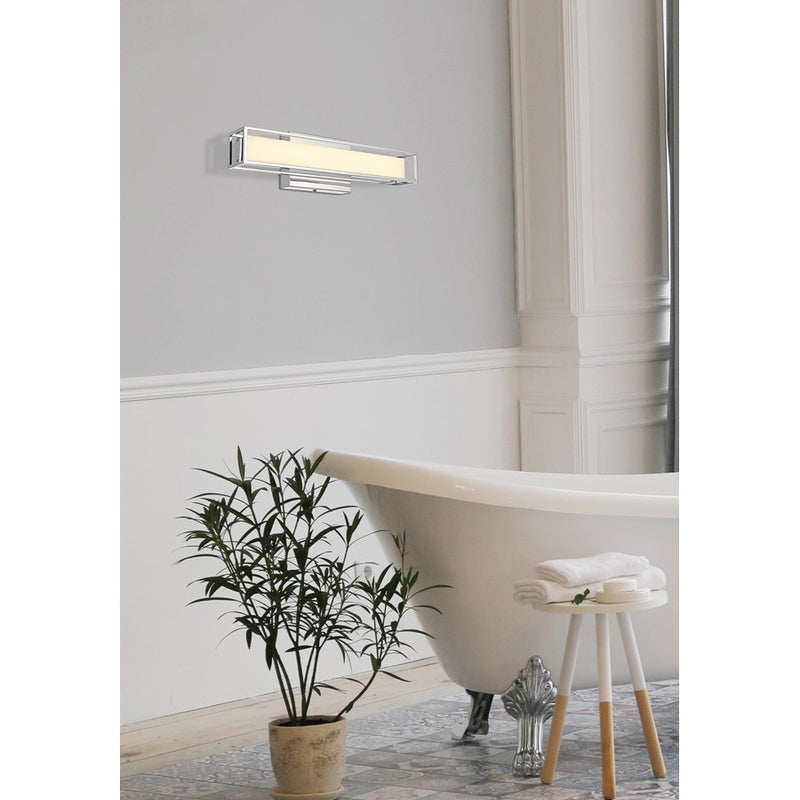 Living District Aden 1 Light 16" Wall Sconce, Chrome/White