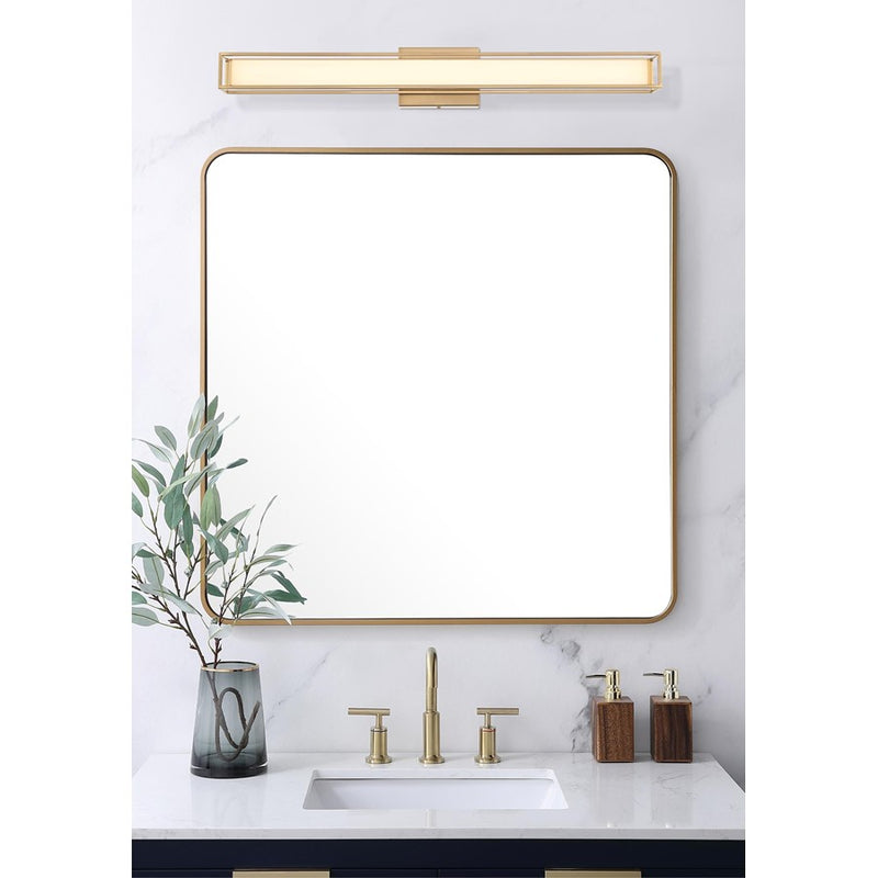 Living District Aden 1 Light 31" Wall Sconce, Satin Gold/White