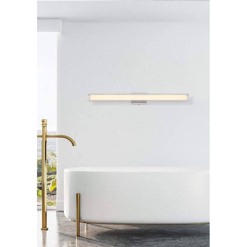 Living District Aden 1 Light 36" Wall Sconce, Chrome/White