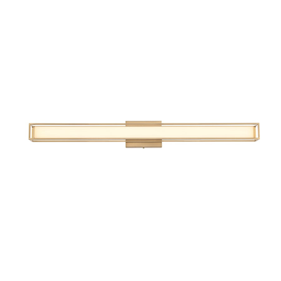 Living District Aden 1 Light 36" Wall Sconce, Satin Gold/White - LD301W36SG