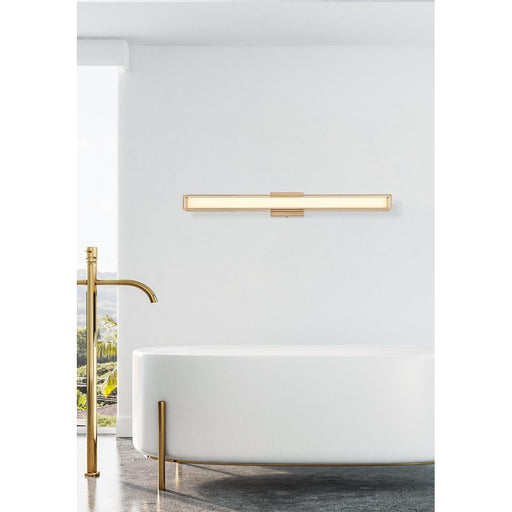 Living District Aden 1 Light 36" Wall Sconce, Satin Gold/White