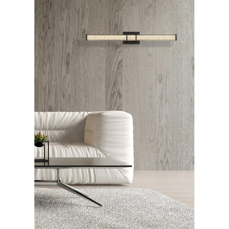 Living District Ivaan 1 Light 31" Wall Sconce, Black/Clear