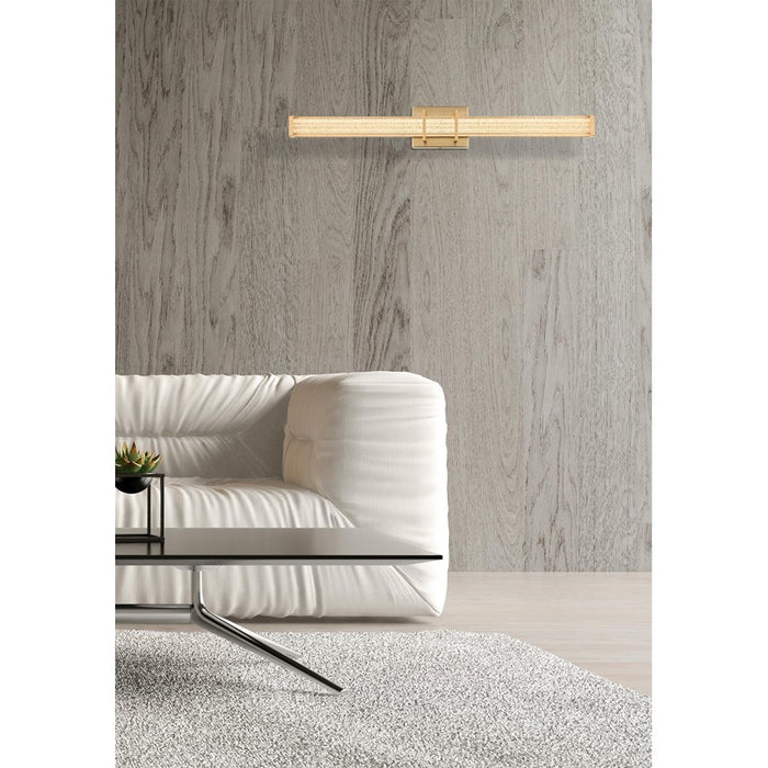Living District Ivaan 1 Light 31" Wall Sconce, Satin Gold/Clear
