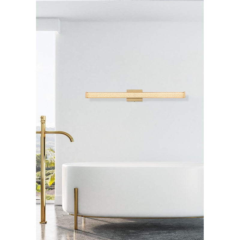Living District Jaxx 1 Light 36" Wall Sconce, Satin Gold/Clear