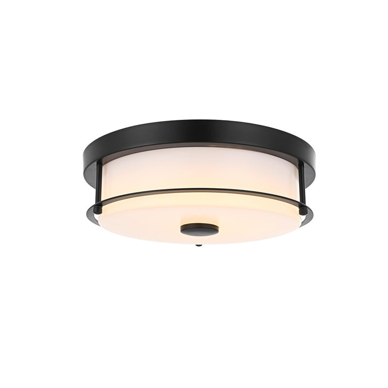 Living District Kolson 1 Light 12" Flush Mount, Black/Clear