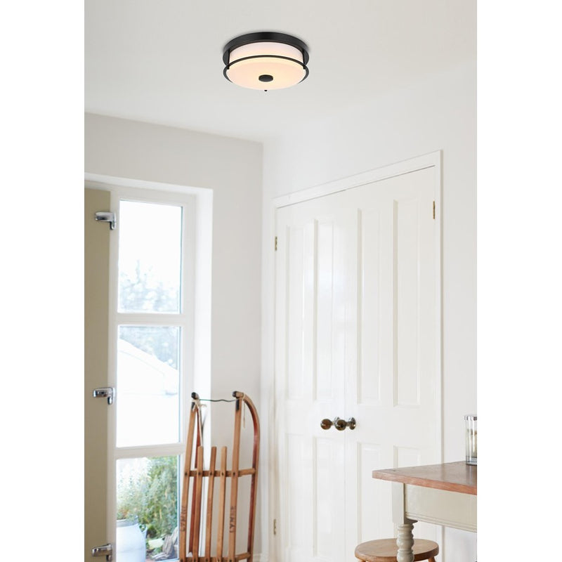 Living District Kolson 1 Light 12" Flush Mount, Black/Clear