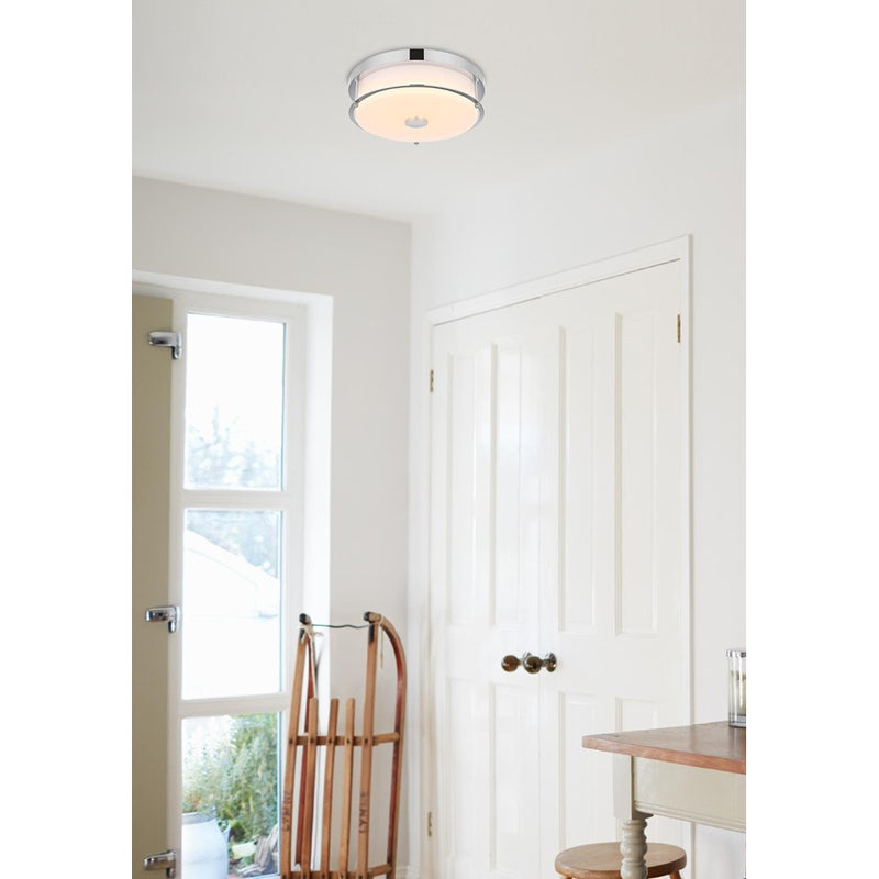 Living District Kolson 1 Light 12" Flush Mount, Chrome/Clear
