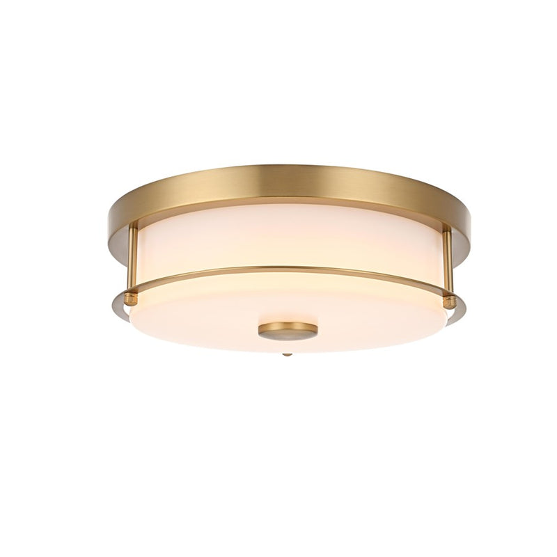Living District Kolson 1 Light 12" Flush Mount, Satin Gold/Clear