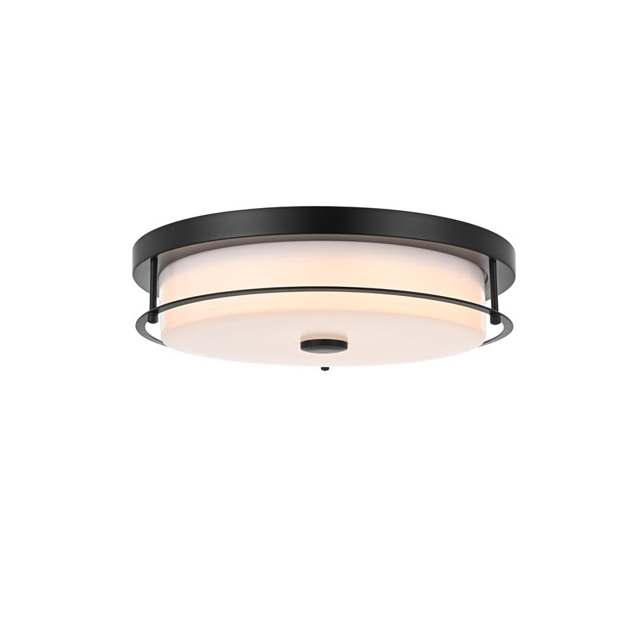 Living District Kolson 1 Light 16" Flush mount, Black/Clear - LD304F16BK