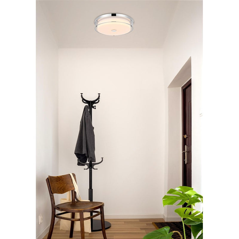 Living District Kolson 1 Light 16" Flush Mount, Chrome/Clear