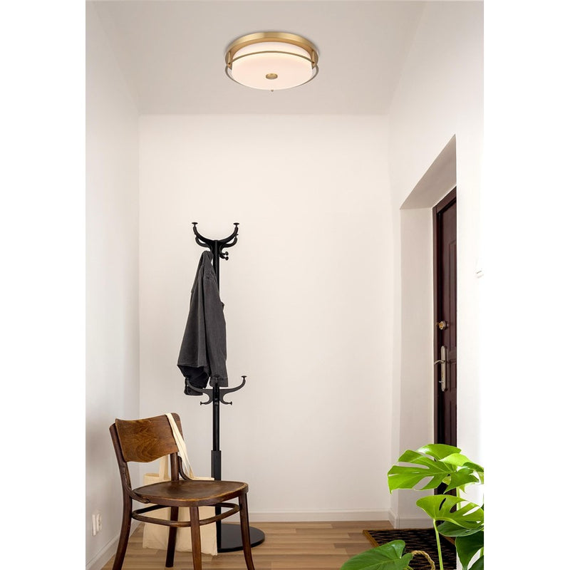 Living District Kolson 1 Light 16" Flush Mount, Satin Gold/Clear