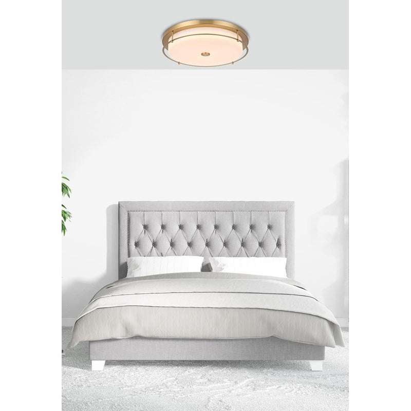Living District Kolson 1 Light 20" Flush Mount, Satin Gold/Clear