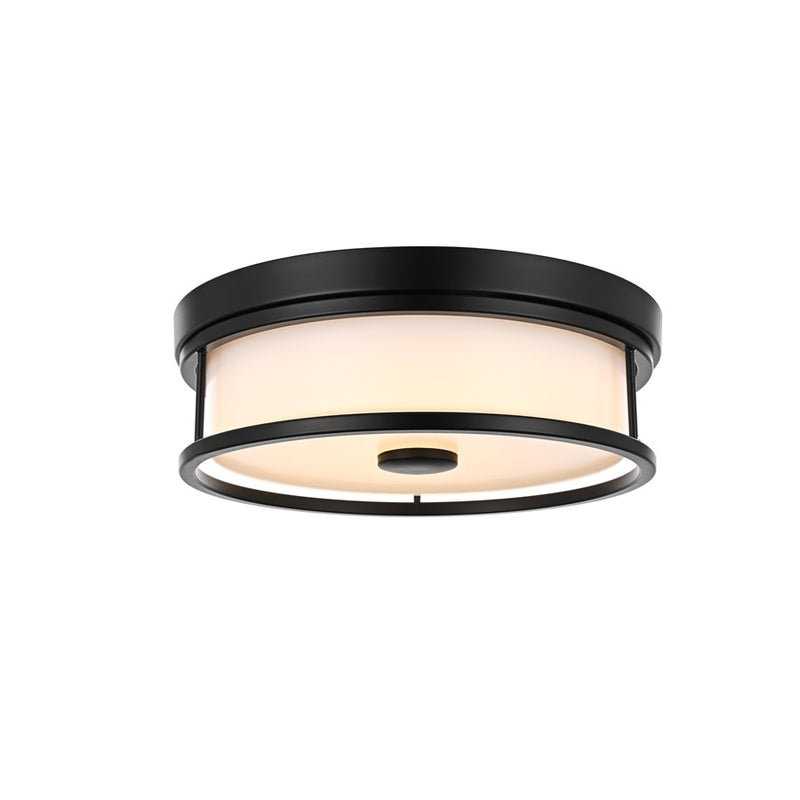 Living District Kolson Light 12" Flush Mount, Black/White