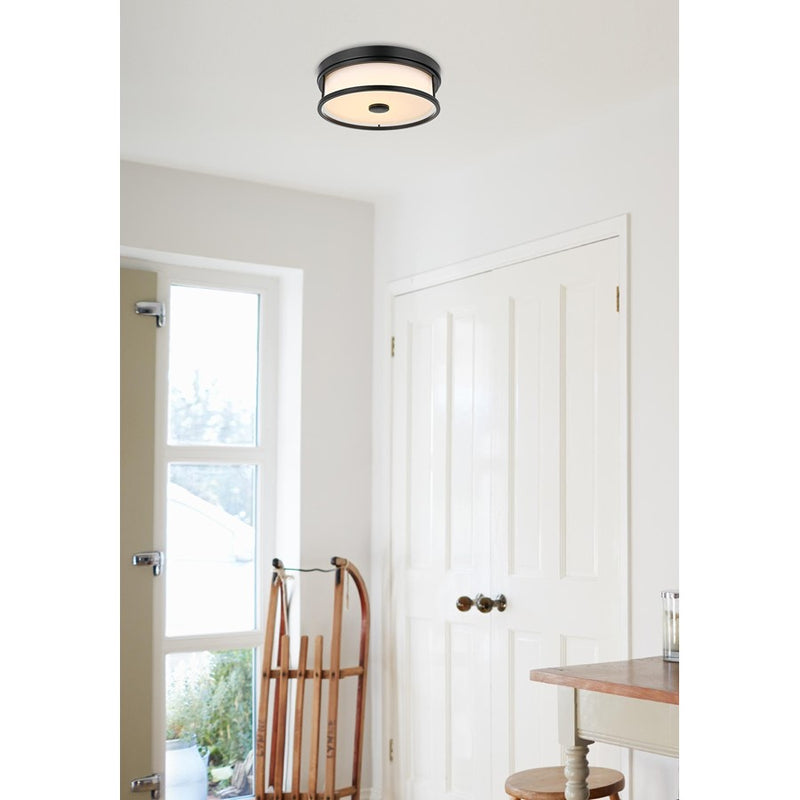 Living District Kolson Light 12" Flush Mount, Black/White