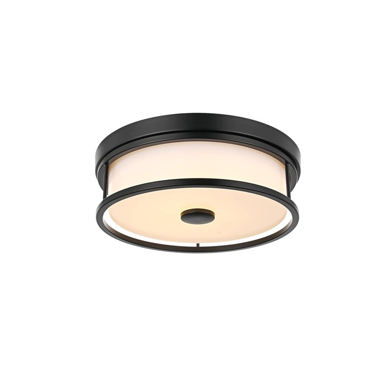 Living District Kolson Light 12" Flush Mount, Black/White