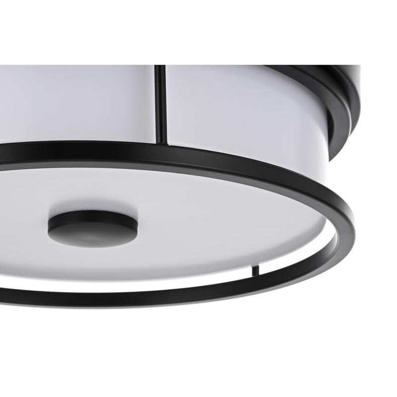 Living District Kolson Light 12" Flush Mount, Black/White