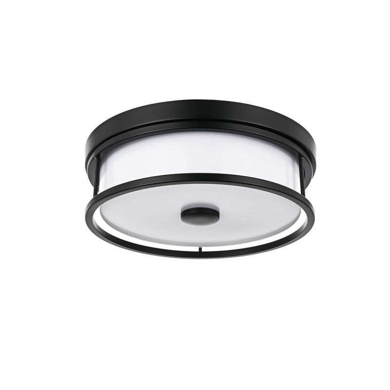 Living District Kolson Light 12" Flush Mount, Black/White