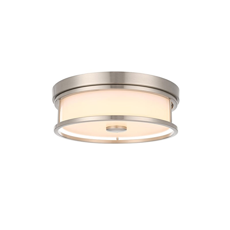 Living District Kolson Light 12" Flush Mount, Polished Nickel/White
