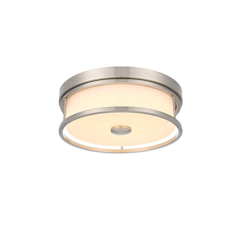 Living District Kolson Light 12" Flush Mount, Polished Nickel/White