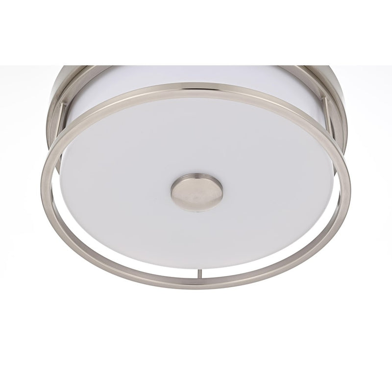 Living District Kolson Light 12" Flush Mount, Polished Nickel/White