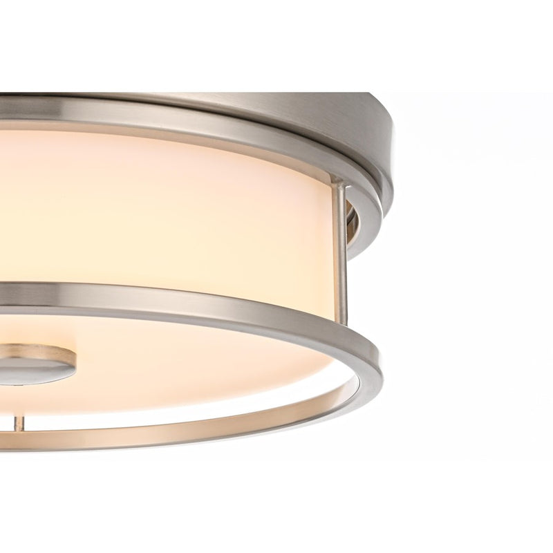 Living District Kolson Light 12" Flush Mount, Polished Nickel/White