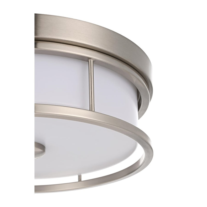 Living District Kolson Light 12" Flush Mount, Polished Nickel/White