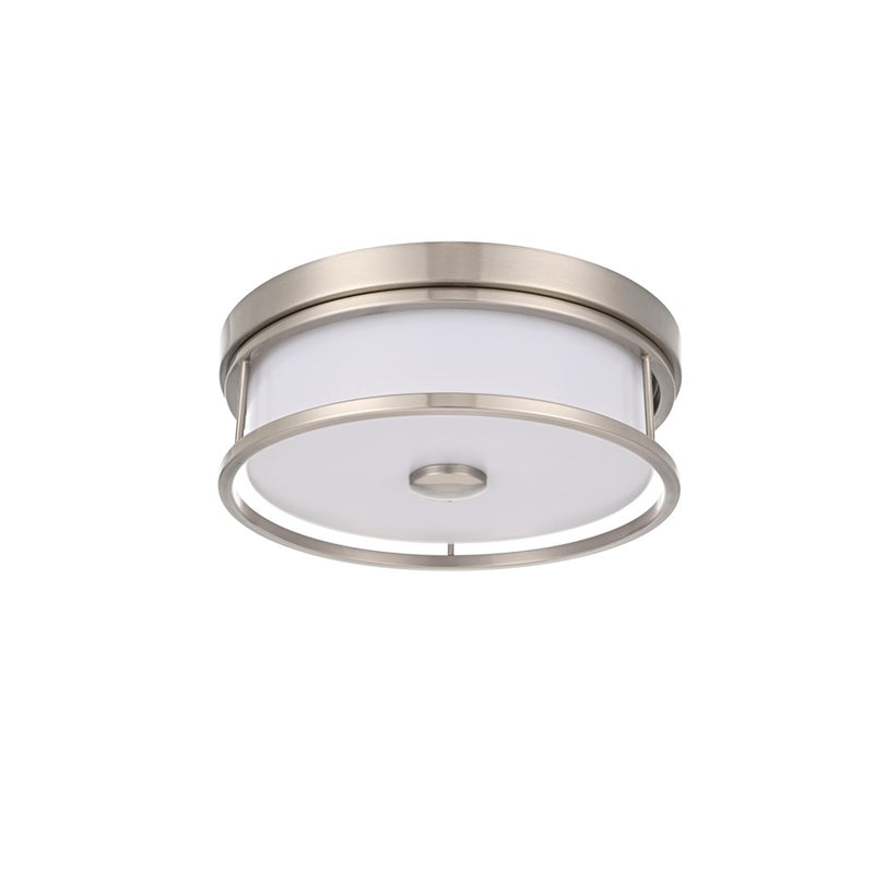 Living District Kolson Light 12" Flush Mount, Polished Nickel/White